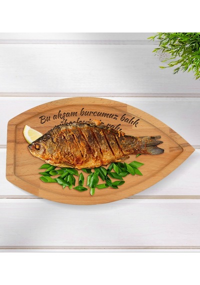 Kişiye Özel Kayık Tasarımlı Doğal Masif Ahşap Yemek Sunum Tabağı
