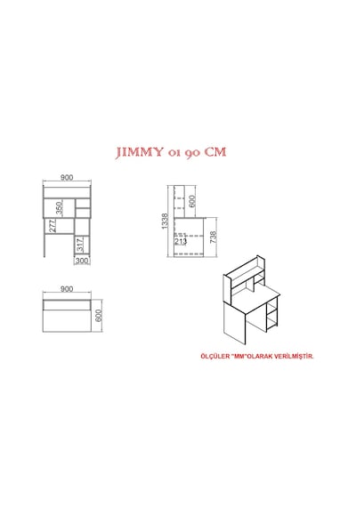 Kalenderdekor1 Kalender Dekor Jimmy 90 Cm Çalışma Masası Jm02
