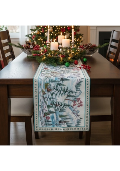 Yılbaşı Temalı Dijital Baskılı Runner Örtüsü Christmas 40x140 Cm Yılbası9