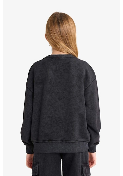 Defacto Kız Çocuk Oversize Geniş Kalıp Bisiklet Yaka Baskılı Sweatshirt G3270a825wnar104 Antrasit-ar104