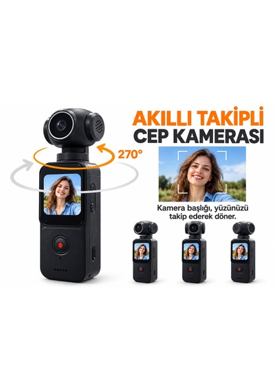 5k Cep Kamerası 3.5x Zoom 270 Derece Dönebilen Lens Eıs Titreşim Önleme Wifi Bağlantısı 5k Uhd Video Kaydı 75mp Fotoğraf Çekimi Dokunmatik Ekran Hızlı Odaklanma Çoklu Dil Desteği Aksiyon Kamerası