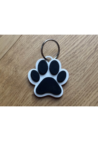 Köpek Pençesi Anahtarlık Beyaz - Siyah