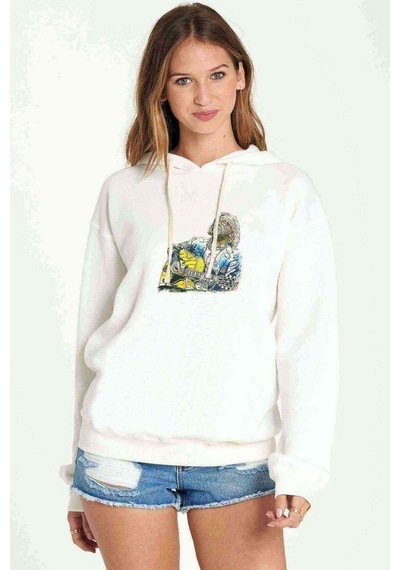 Eric Clapton Gitar Muzik Baskılı Beyaz Kadın Kapşonlu Sweatshirt