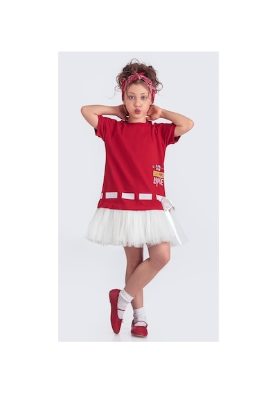 Mnk Baby & Kids Tütü Etekli Yazlık Penye Kız Çocuk Spor Elbise M00703 Kırmızı