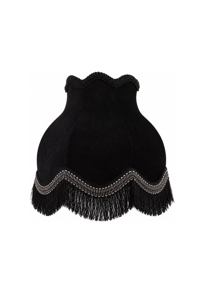 Siyah Kadife Kaplı El Yapımı Abajur Şapkası 30x27cm