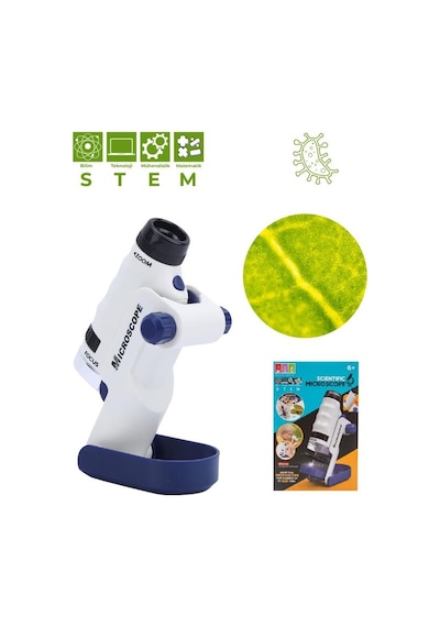 Temel Taşınabilir Işıklı Stantlı Çocuk Mikroskobu 60x 120x, Stem Eğitim Ve Keşif Seti
