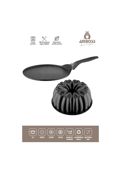 Sweet 2 Parça Krep Tava & Kek Kalıbı siyah