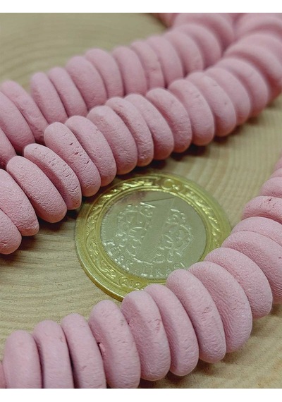Pembe Pigmentli Yassı Mat Seramik Boncuk Dizi 10-12mm/23cm 54196 Çok REnkli
