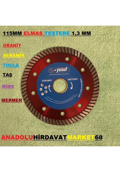 Yusuf 115 Mm Seramik Porselen Granit Mermer Kesici Elmas Testere