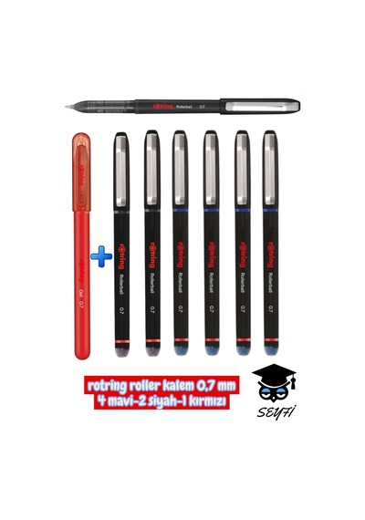 Rotring Roller Kalem 0,7 Mm 4 Mavi-2 Siyah-1 Kırmızı Çok Renkli