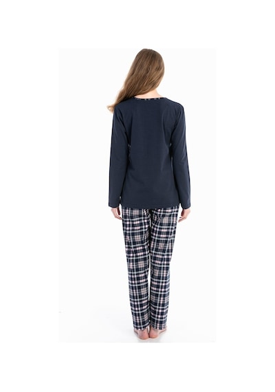 Vishenka Kadın Love Yazı Baskılı Pamuklu Pijama Lacivert