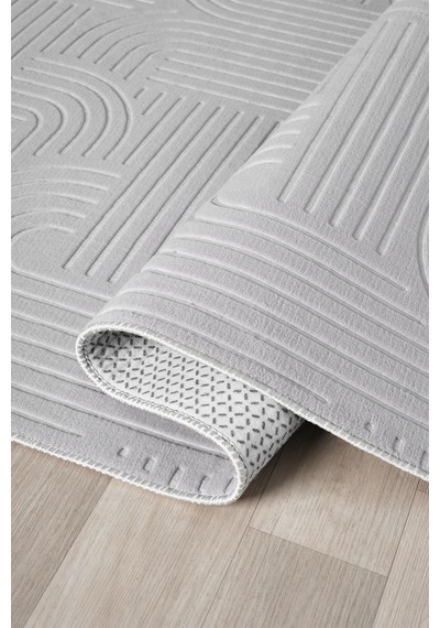 Raschel Carpet Premium Seri Özel Kaymaz Taban Banyo Paspası 2'li Set 50x60 Ve 60x100 Gümüş
