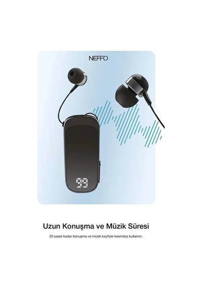 Makaralı Kulaklık Bluetooth 6.0 20 Saat Konuşma Dijital Ekran Titreşimli Hızlı Şarjlı