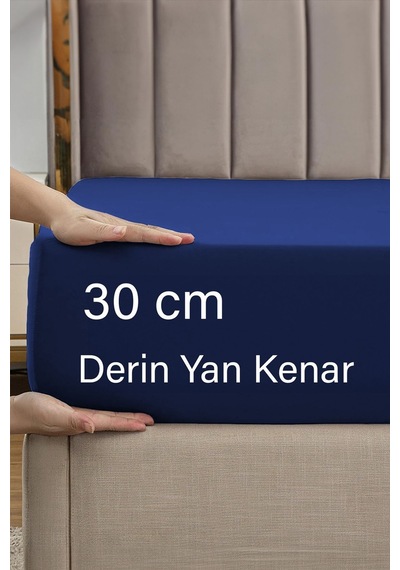 Ranforce Lacivert Pamuklu Tek / Çift Kişilik Battal Tam Kenar Lastikli Çarşaf 14 Renk Fıtted Lacivert
