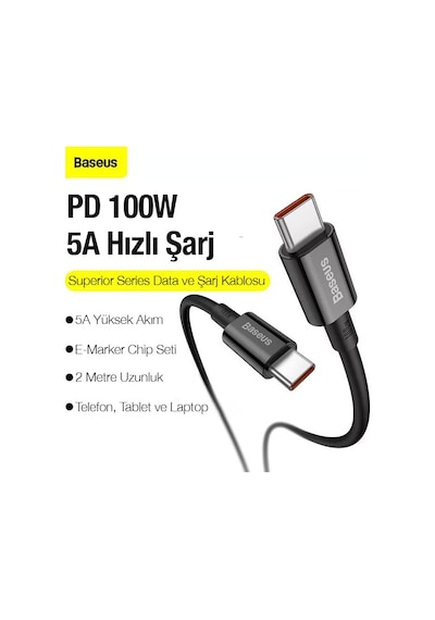 Baseus Superior Series 100w Type-c To Type-c Hızlı Data Şarj Kablosu