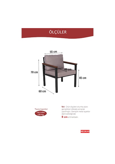 Neokas Bahce Mobilyası, Modern Balkon Mobilyası, Kafe Oturma Takımı, Teras Koltugu, 1+1+m Antrasit Neokas Bahce Mobilyası, Modern Balkon Mobilyası, Kafe Oturma Takımı, Teras Koltugu, 1+1+m Antrasit