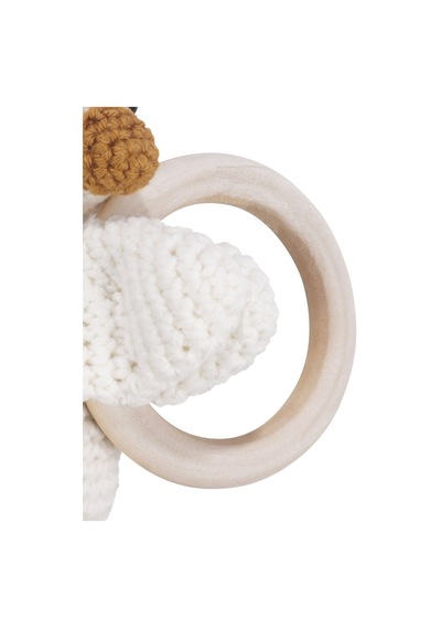 Unisex Ekru Turuncu Ördek Diş Kaşıyıcı Çıngıraklı Amigurumi Oyuncak Çok Renkli