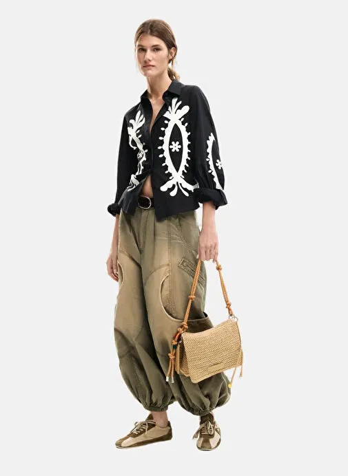 Desigual Açık Bej Kadın Hasır Omuz Çantası