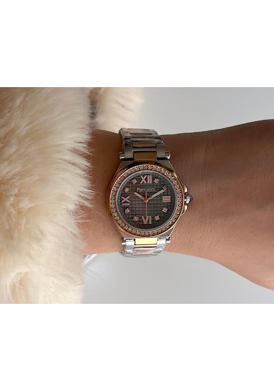 Ferrucci Fr55129 Zirkon Taşlı Şık Çelik Kordon Ve Kasa Kadın Kol Saati Gümüş - Rose Gold