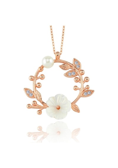 Manolya Çiçeği Tomurcuğu Rose Renk Flowers Gümüş Kolye
