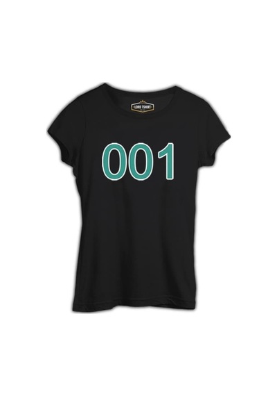 Squid Game-Number 001 Siyah Bayan Tshirt
