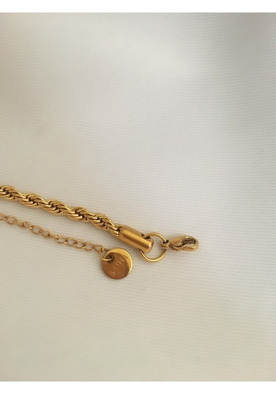 Kadın Kolye Lüks 4mm 60cm Çelik Burgu Zincir Kadın Çelik Kolye Altın