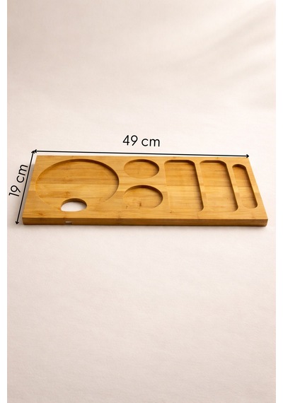 Pera - Bambu Tezgah Üstü Sunumluk Kahve Köşesi Organizer Stand Büyük 49 Cm Bambu
