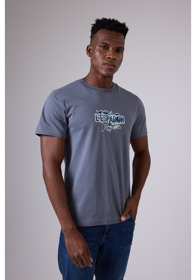 Marıne Tee Deniz Temalı Ribana Bisiklet Yaka Pamuk T-shirt-3137 Mavi