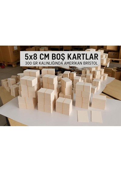 5x8 Cm Boş Kartvizit, Not Kartı, Kelime Kartı, 300 Gr Amerikan Bristol Kağıt, 250 Adet, Beyaz