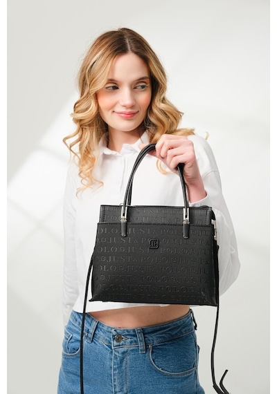 Just Polo 5 Bölmeli Şık El & Omuz Çantası Shoulder Bag Ebat : 22 X 25 Cm Siyah