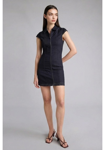 Defacto Fermuarlı Mini Jean Elbise H6340ax26smnm82 Mavi-nm82