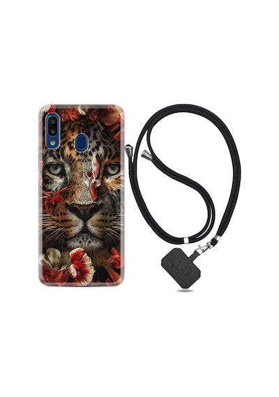 Samsung Uyumlu Galaxy A20S Kılıf Ipli Askılı Flowers Baby Tiger 1336