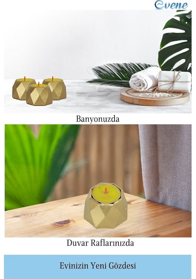Mumluk Şamdan 3 Adet Tealight Uyumlu Poly 1 Küçük Model - Altın