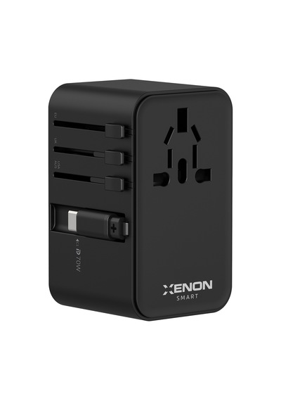 Xenon Smart Priz Dönüştürücü 70w Gan Hızlı Şarj, 200+ Ülke, Dahili Usb-c Kablo, Usb-c, 2x Usb-a X6411