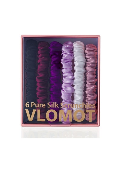 Vlomot 6 Adet İpek Saç Bağları,%100 Saf Dut İpek Skinny Scrunchies, Saç Bakımı, Hasar Vermez, 6 Şık Renk Mor, Siyah, Bordo, Lavanta, Beyaz, Leylak Diğer