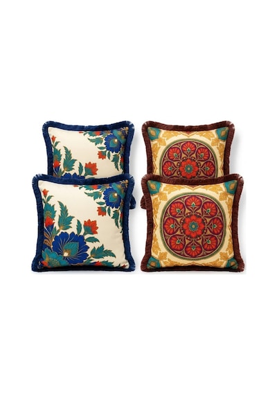 Vintage Saçaklı 4 Lü Saçaklı Kırlent Kılıfı 45x45 Cm Kombin Set 45 x 45