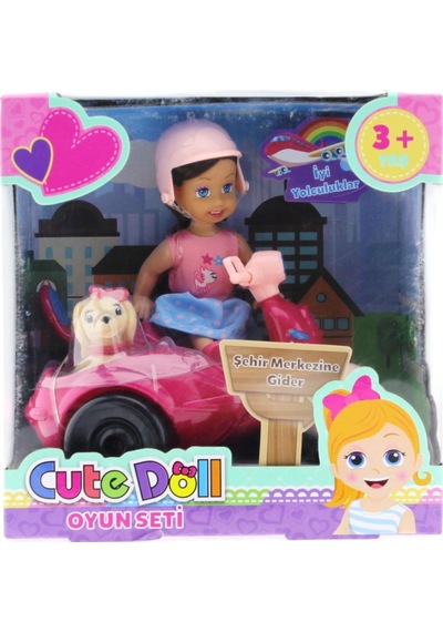 Cute Doll Mini Bebek Ve Köpekli Mor    Motorsiklet