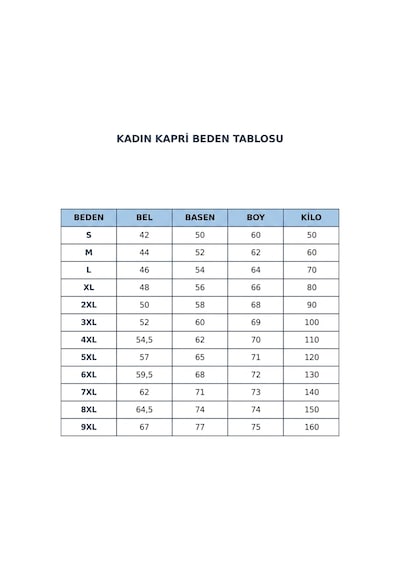 Sngl Tekstil Kadın Büyük Beden Kapri S M L Xl 2xl 3xl 4xl 5xl 6xl 7xl 8xl 9xl Bej