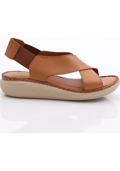 Dgn 317 Kadin Arkasi Lastikli Sandalet 317-2132-R1755 Taba