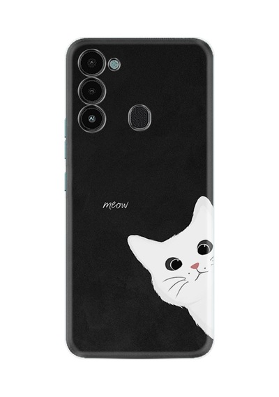 Tecno Spark 8c Kılıf Resimli Desenli Silikon Platinium Series Çılgın Kedi 1895