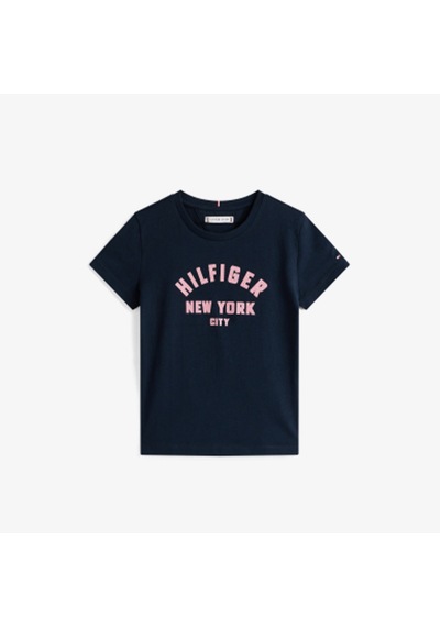 Tommy Hilfiger Glitter Curve Nyc Logo Çocuk Lacivert T-shirt Kg0kg08813 Lacivert