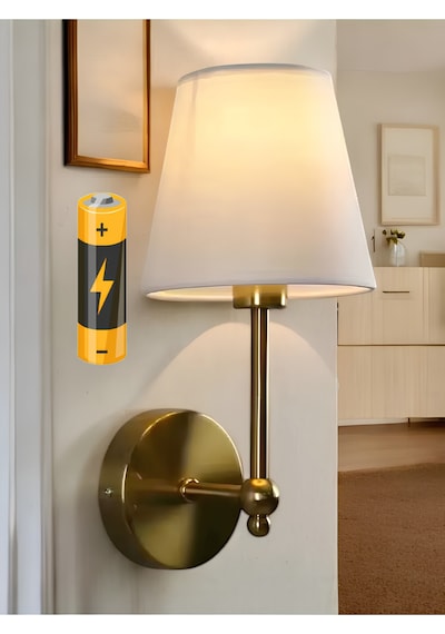 Modern Aplik Pilli Duvar Aplik Power Ledli Tak Kullan Kablosuz Pilli Duvar Aplik Eskitme Gold Sarı Gold