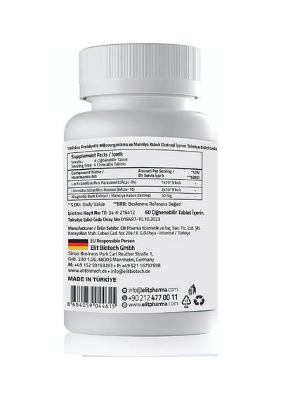 Dental Probiotic Magnolia Bark Extract 60 Chewable Tablets