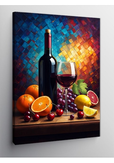 Kanvas Tablo Şarap Ve Meyve Armonisi 70cmx100cm