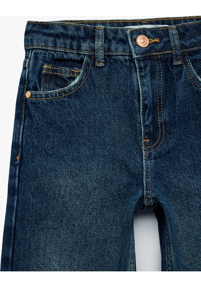 Koton Pamuklu Geniş Paça Denim Pantolon Orta İndigo 7wkg40016ad