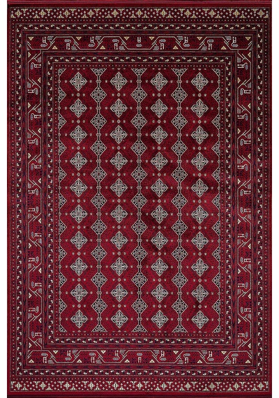 Afgan Halısı Bilicik Etnik Hoca Roshnai Otantik Desen Viskon Kırmızı Halı Bc04 Ş. Bordo