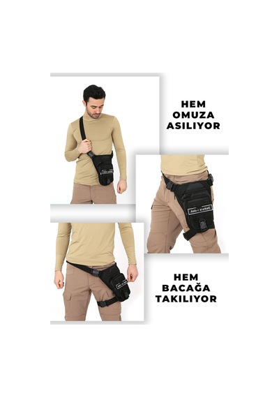 Kordak Omuz Askılı Bel Bacak Bağlamalı Tabanca Taşıma Çantası, Standart, Askkrdkucgencanta, Siyah