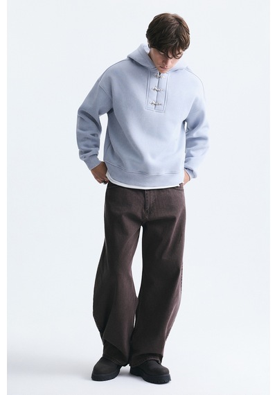 Vamos Boxy Fit Metal Klips Kapama Sweatshirt Bebe Mavi