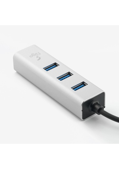 Usb To Lan Ve 3x Usb Alüminyum Adaptör Gümüş