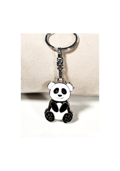 Moncuk Design Panda Siyah Ve Beyaz Metal Anahtarlık Çok Renkli
